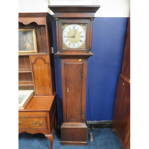 1137 - THOMAS RANGER OF CHEAPSTED - A COUNTRYMADE OAK LONGCASE CLOCK WITH 30 HOUR BIRDCAGE MOVEMENT, the 10... 