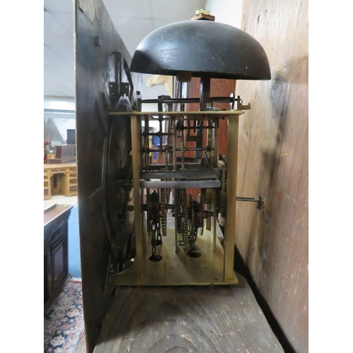 1137 - THOMAS RANGER OF CHEAPSTED - A COUNTRYMADE OAK LONGCASE CLOCK WITH 30 HOUR BIRDCAGE MOVEMENT, the 10... 