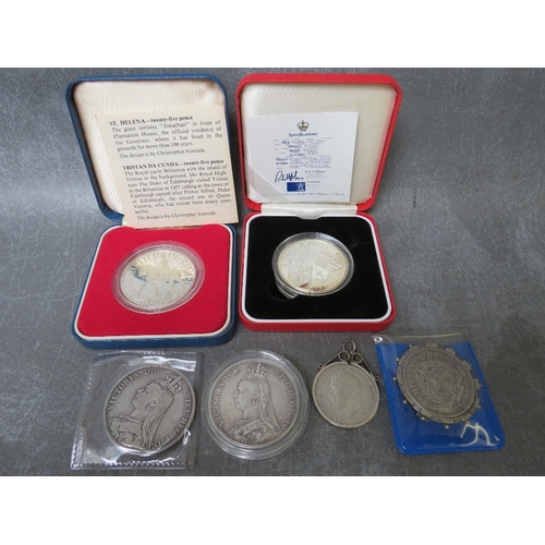 762 - A SILVER PROOF 1977 CROWN, and 1997 five pounds (both in cases of issue with COA's) and a quantity o... 