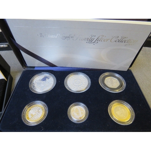 778 - ROYAL MINT SILVER PROOF SETS, 2009 Britannia Golden Silhouette, 2007 Family Silver, 2009 Anniversary... 