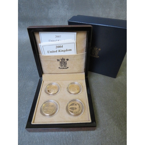 779 - QEII BRITISH BRIDGES, gold proof one pound coin, 4 piece set, 2004, 2005, 2006 and 2007, in case of ... 