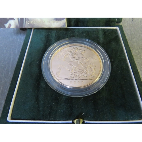 780 - QEII 2007 GOLD PROOF FIVE POUND COIN, in case of issue with COA