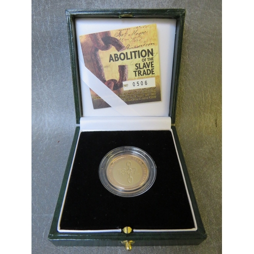 785 - QEII ABOLITION OF SLAVERY 2007 GOLD PROOF TWO POUNDS, in case of issue with COA