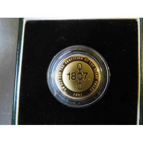 785 - QEII ABOLITION OF SLAVERY 2007 GOLD PROOF TWO POUNDS, in case of issue with COA