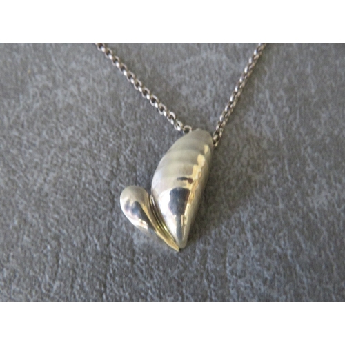 599 - GEORG JENSEN - A HALLMARKED SILVER HEART SHAPED PENDANT NECKLACE, with makers mark