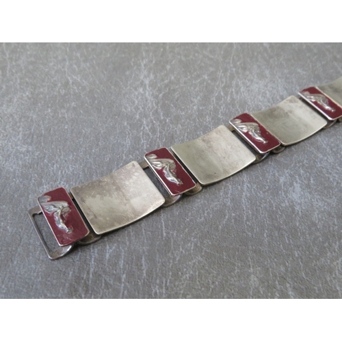 603 - JENS TAGE HANSEN - A MODERNIST DANISH STERLING PANEL LINK BRACELET, approx L 18 cm