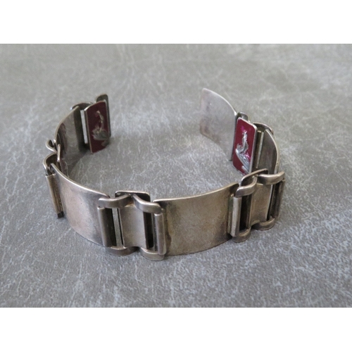 603 - JENS TAGE HANSEN - A MODERNIST DANISH STERLING PANEL LINK BRACELET, approx L 18 cm