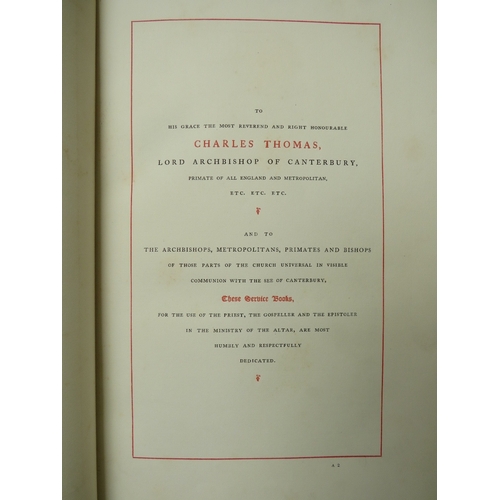 1098 - A VINTAGE LEATHER BOUND ALTAR SERVICE BOOK LONDON 1867, with gilt metal panels to the front cover ha... 