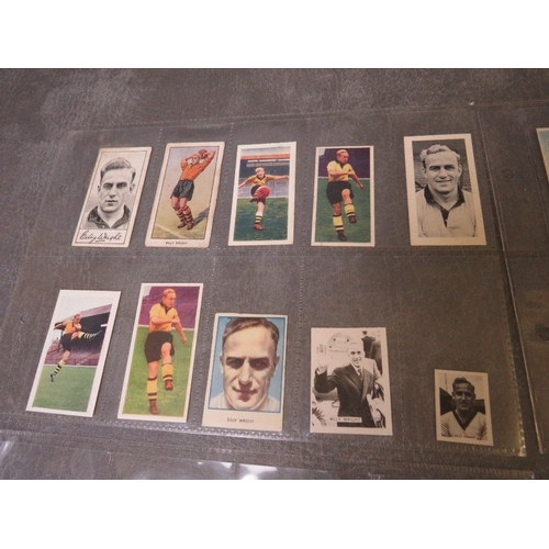 511 - BILLY WRIGHT CIGARETTE AND TRADE CARDS 1947-2012, 8 pages, 85 small / medium size cards to include S... 