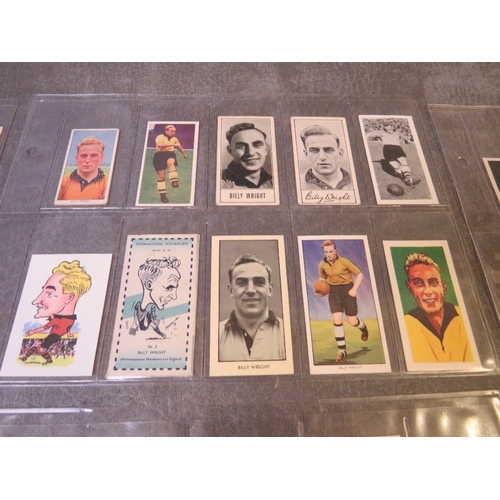 511 - BILLY WRIGHT CIGARETTE AND TRADE CARDS 1947-2012, 8 pages, 85 small / medium size cards to include S... 