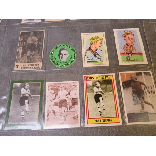 511 - BILLY WRIGHT CIGARETTE AND TRADE CARDS 1947-2012, 8 pages, 85 small / medium size cards to include S... 