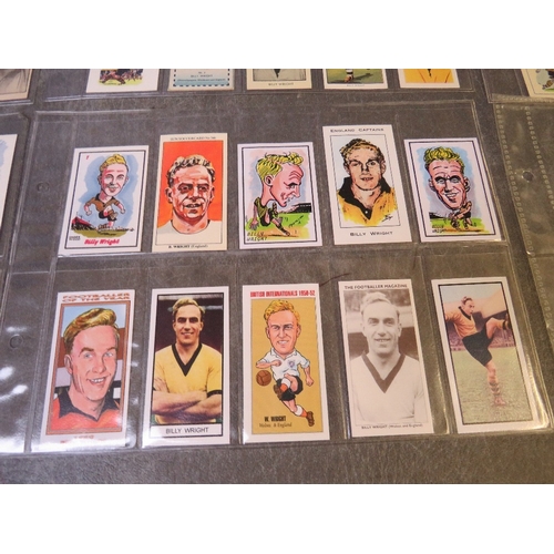 511 - BILLY WRIGHT CIGARETTE AND TRADE CARDS 1947-2012, 8 pages, 85 small / medium size cards to include S... 