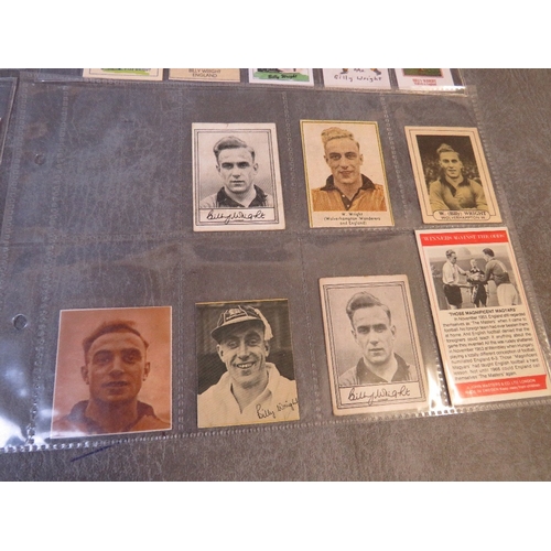 511 - BILLY WRIGHT CIGARETTE AND TRADE CARDS 1947-2012, 8 pages, 85 small / medium size cards to include S... 