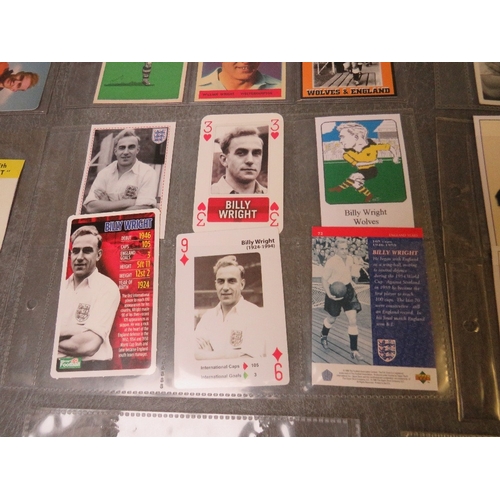 512 - BILLY WRIGHT CIGARETTE AND TRADE CARDS 1947-1995, 12 pages, 43 large size cards, to include playing ... 