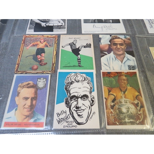 512 - BILLY WRIGHT CIGARETTE AND TRADE CARDS 1947-1995, 12 pages, 43 large size cards, to include playing ... 