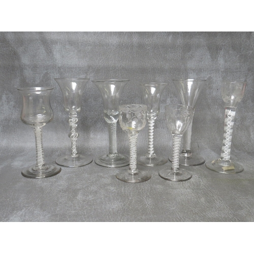 933 - A COLLECTION OF EIGHT ASSORTED AIRTWIST 18TH CENTURY AND LATER WINE AND OTHER GLASSES, to include en... 