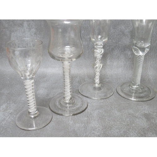 933 - A COLLECTION OF EIGHT ASSORTED AIRTWIST 18TH CENTURY AND LATER WINE AND OTHER GLASSES, to include en... 