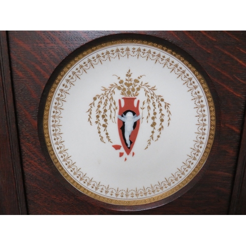 954 - A MINTON PATE-SUR-PATE CABINET PLATE, decorated with a white slip, with cherub emerging from a broke... 