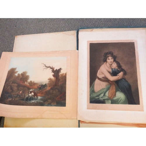 418 - A FOLDER OF MAINLY LATE 19TH / EARLY 20TH CENTURY PRINTS, WATERCOLOURS AND A WOODCUT, various artist... 