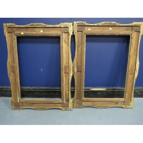 430 - TWO 19TH CENTURY GOLD SWEPT FRAMES WITH GOLD SLIPS, with restoration, frame W 10 cm, slip rebate 77 ... 