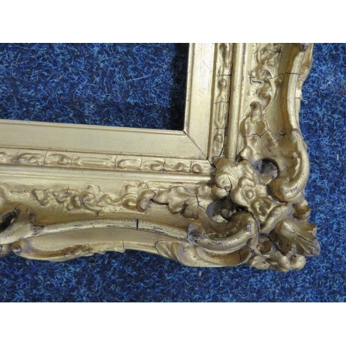 432 - A 19TH CENTURY GOLD SWEPT FRAME WITH GOLD SLIP, frame W 5.5 cm, slip rebate 16.5 x 14 cm, frame reba... 