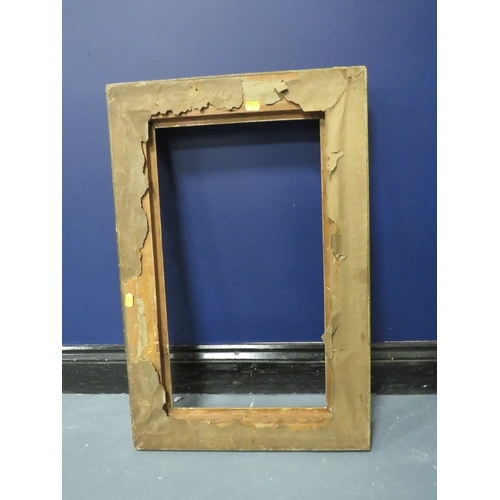 433 - A 19TH CENTURY DECORATIVE GOLD FRAME, frame W 7 cm, rebate 54 x 30 cm