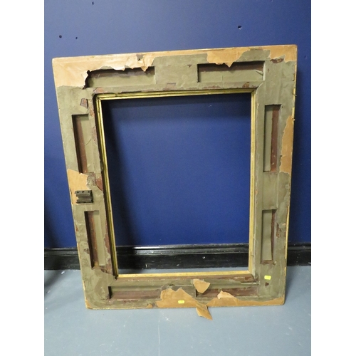 436 - A 19TH CENTURY DECORATIVE GOLD FRAME, frame W 11.5 cm, rebate 69 x 54 cm