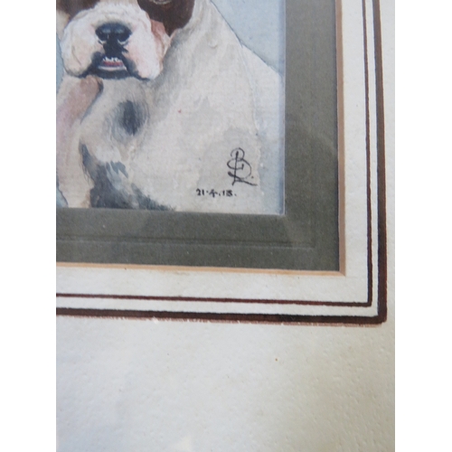 446 - LEONARD BOXALL. A study of a boxer dog, signed with monogram and dated 1913 lower right, watercolour... 