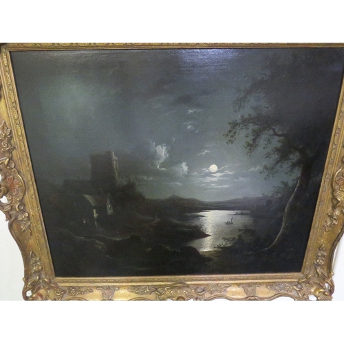 485 - SEBASTIAN PETHER (1790-1844). 'Moonlight River Scene', oil on canvas, gilt framed, 67 x 75 cm
Proven... 