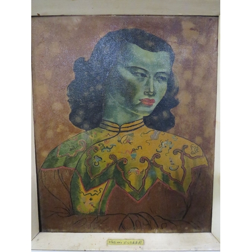 500 - CIRCLE OF VLADIMIR TRETCHIKOFF (1913-2006). 'The Green Lady', see labels verso, unsigned, oil on can... 