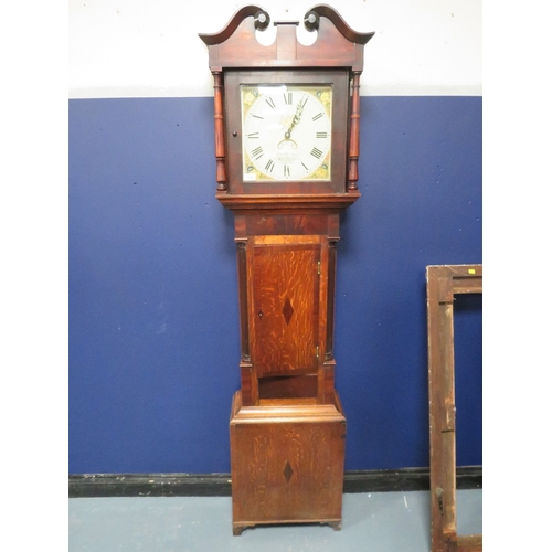 1134 - GEORGE WHISTON - STAFFORD - A LOCAL 19TH CENTURY OAK AND MAHOGANY 30 HOUR LONGCASE CLOCK, having a p... 