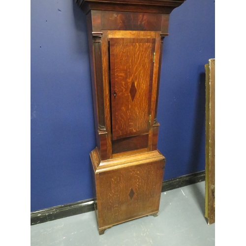 1134 - GEORGE WHISTON - STAFFORD - A LOCAL 19TH CENTURY OAK AND MAHOGANY 30 HOUR LONGCASE CLOCK, having a p... 