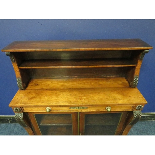 1153 - A 19TH CENTURY MAHOGANY CHIFFONIER OF SMALL PROPORTIONS, having an open structure to the base, above... 