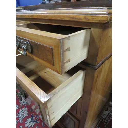 1163 - AN EDWARDIAN AESTHETIC PERIOD TWIN PEDESTAL DESK, with inset tooled leather writing surface, having ... 