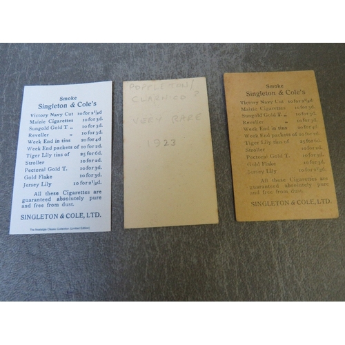 522 - THREE WOLVERHAMPTON WANDERERS FOOTBALL TRADE CARDS, comprising T.Baddelley 1905 Singleton & Cole Foo... 