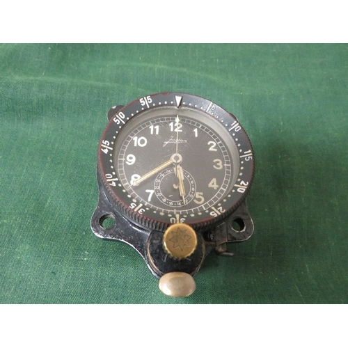 360 - A WW2 GERMAN JUNGHANS AIRCRAFT COCKPIT CLOCK, signed to dial, rotating bezel with front winder and r... 