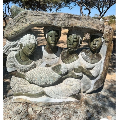 1184 - KENNEDY MUSEKIWA (1962). A large and impressive stone sculpture depicting a family group, Generation... 