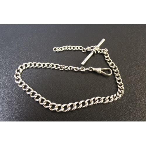 611 - A HALLMARKED SILVER GRADUATED LINK ALBERT CHAIN, L 32 cm 28.3g