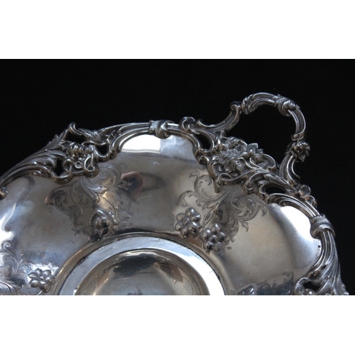 825 - A HALLMARKED SILVER TWIN HANDLED FOOTED DISH BY ROBINSON EDKIN & ASTON - BIRMINGHAM ASSAY, no date l... 