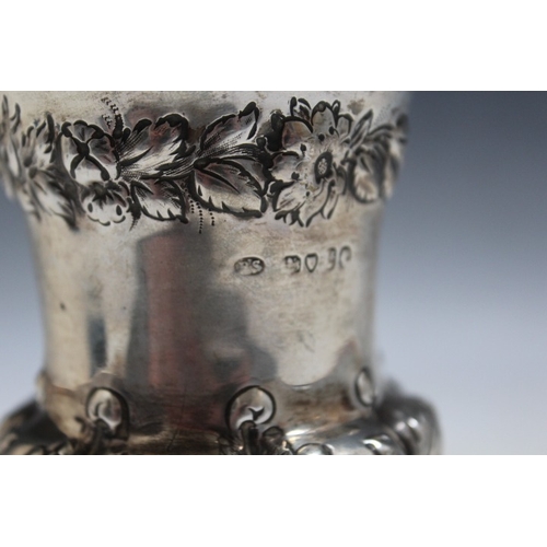 843 - A HALLMARKED SILVER FOOTED CUP - LONDON 1841, makers mark indistinct, weight 148.2g approx, H 12.5 c... 