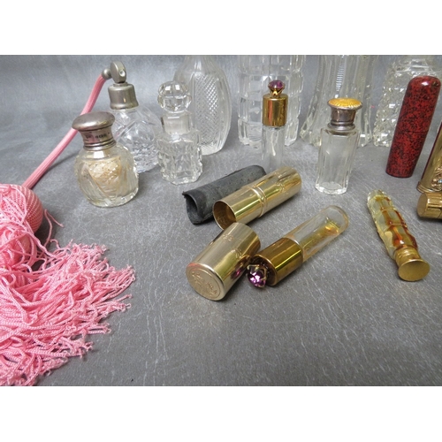 590 - COLLECTION OF EIGHT ASSORTED CUT GLASS VANITY JARS, together with four small perfume bottles, to inc... 