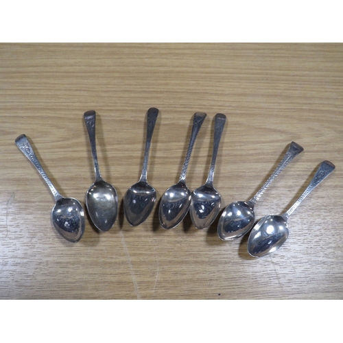 837 - A COLLECTION OF SEVEN HALLMARKED SILVER BRIGHT CUT TEASPOONS, various dates and makers to include Pe... 