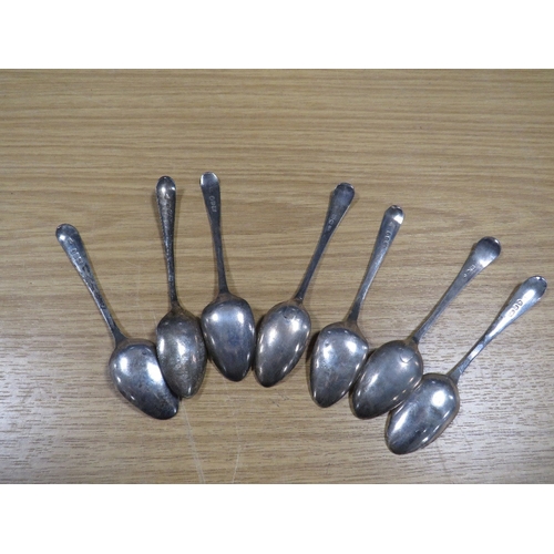 837 - A COLLECTION OF SEVEN HALLMARKED SILVER BRIGHT CUT TEASPOONS, various dates and makers to include Pe... 