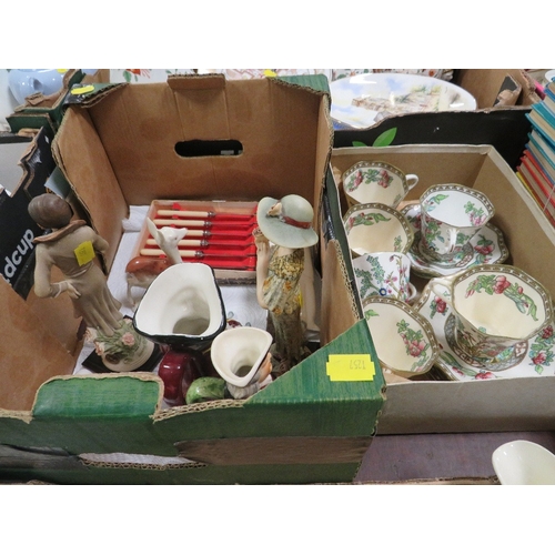 85 - Three trays of ceramics to include Masons Regency and Coalport Indian Tree etc including a selection... 