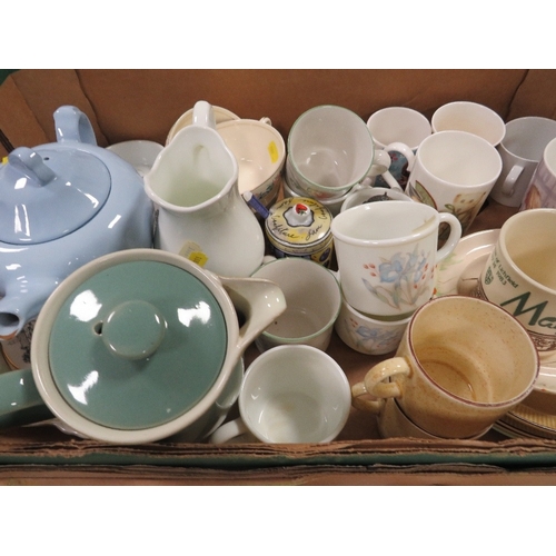 94 - Four trays of assorted ceramics to include tea ware, jugs etc A/F