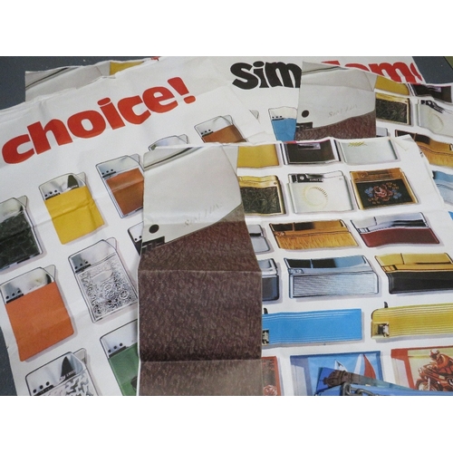 97 - A selection of large bill board cigarette lighters posters, together with seven 1980s colour Riviera... 