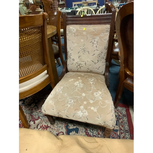 793 - An Edwardian ladies chair and a pine bedside chest  (2)