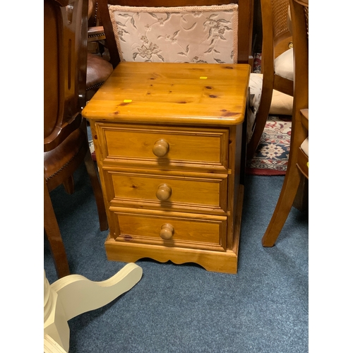 793 - An Edwardian ladies chair and a pine bedside chest  (2)