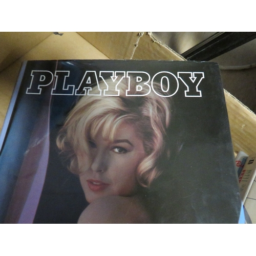 313 - A selection of glamour books/magazines, hardback books Playboy 50 years of photographs, magazines in... 