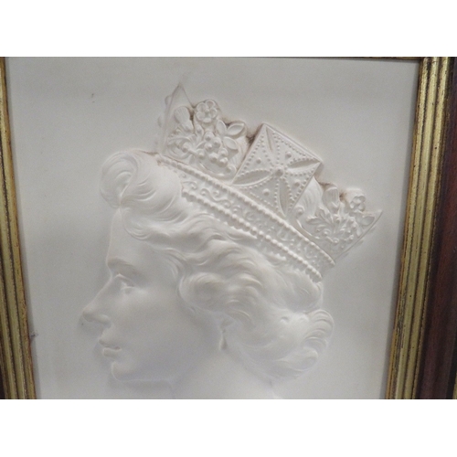 329 - A framed Royal Worcester ceramic portrait of The Queen by Arnold Machin dated 1976